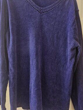 Papagallo soft purple v-neck Cabincore Minimalist pullover sweater 1X